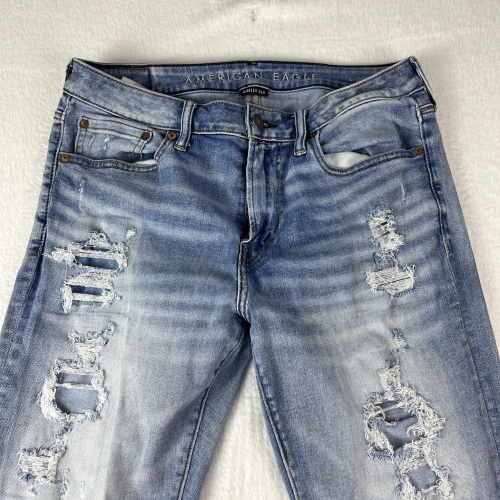 American Eagle Outfitters Airflex 360 Slim Jeans Men 32x32 Blue Denim Distressed